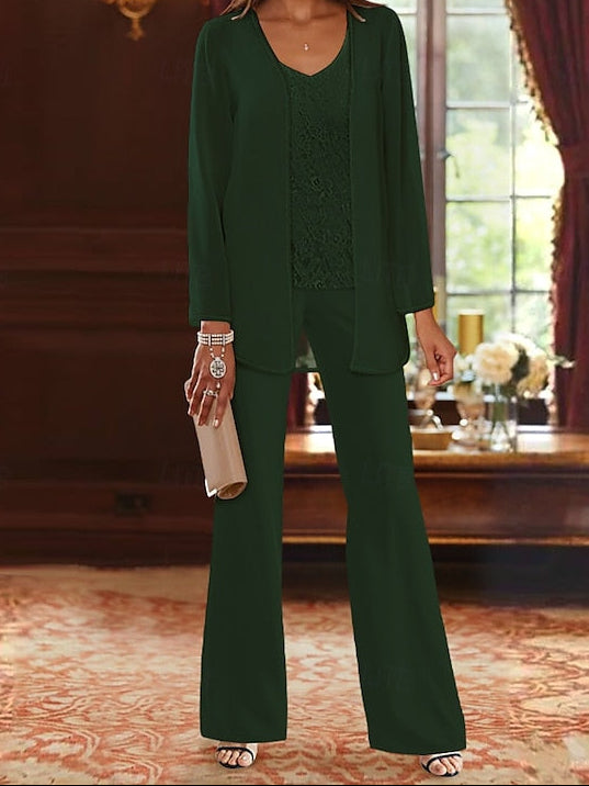 Piece Formal Bride 3 Beach Mother Wedding of the Pantsuit