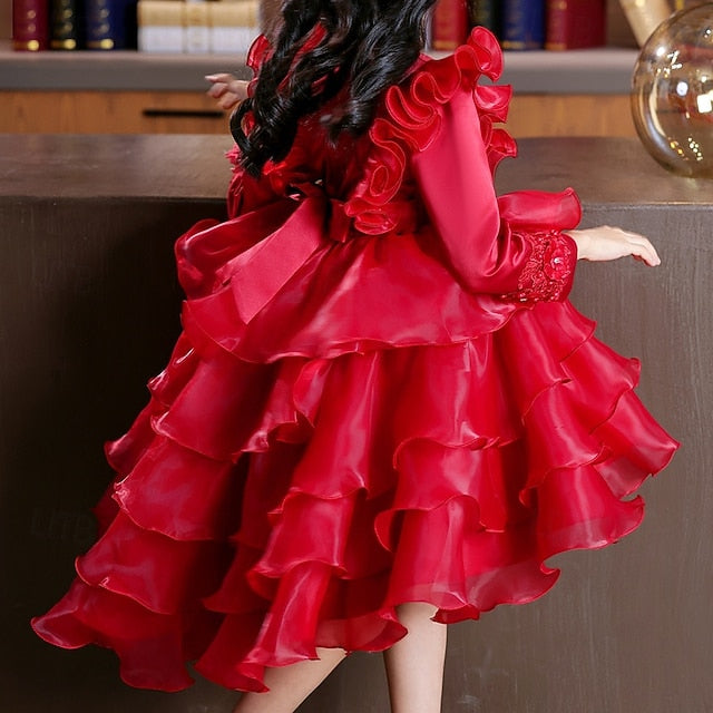 Wedding Dress Sleeve Party Special Kids Long Girls' Flower