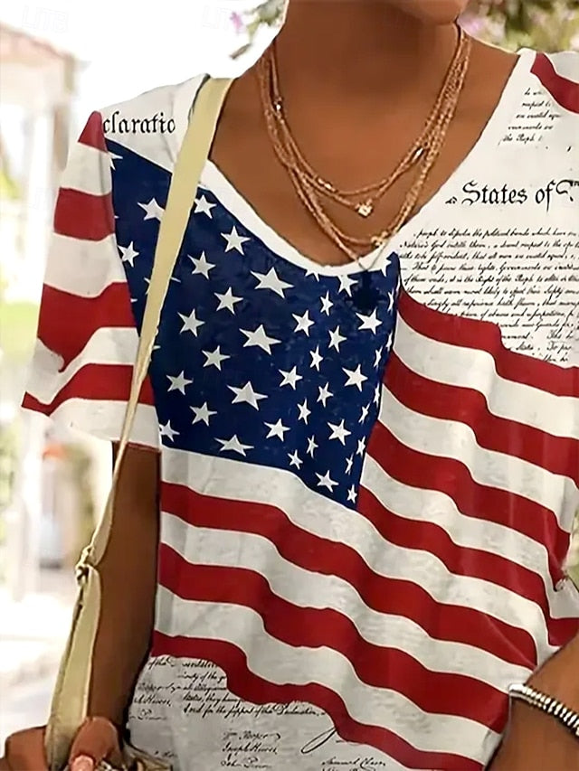 Independence Day Patriotic Shirt Women's T Shirt Flag Flag