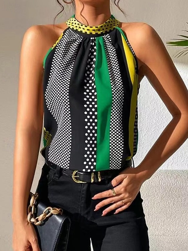 Women's T Shirt Tank Top Tee Top Polka Dot Striped Fashion