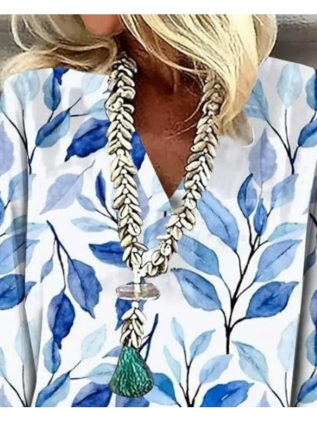 Women's Shirt Button Down Blouse Floral Vintage Tropical