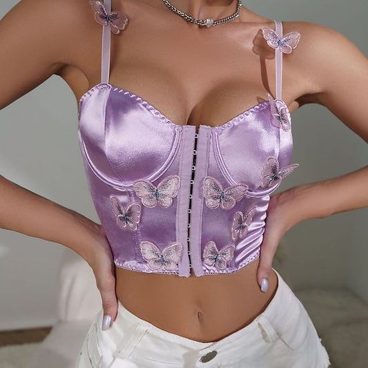 Slim Fit Corset Crop Top Bustier Butterfly Fancy Dress