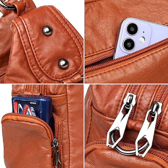 Boston Leather Handbag Shoulder Bag Women's Hobo PU