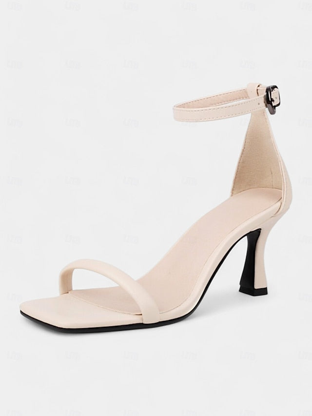 Minimalist Strap - Mid-Heel Green Women for Sandals Sleek Ankle