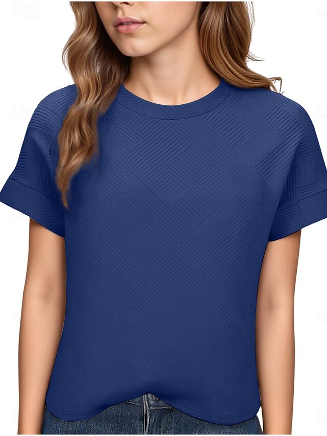 Women's T Shirt Tee Top Textured Solid Color Fashion