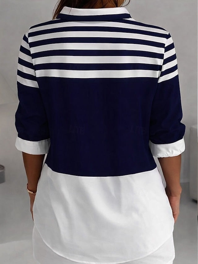 Women's Shirt Blouse Patchwork Buttons Print Graphic