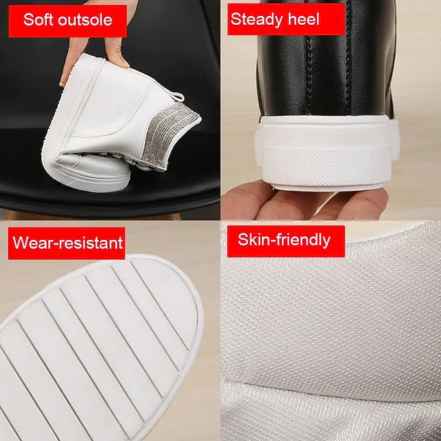 Women's White Rhinestone Wedge Sneakers – Faux Leather
