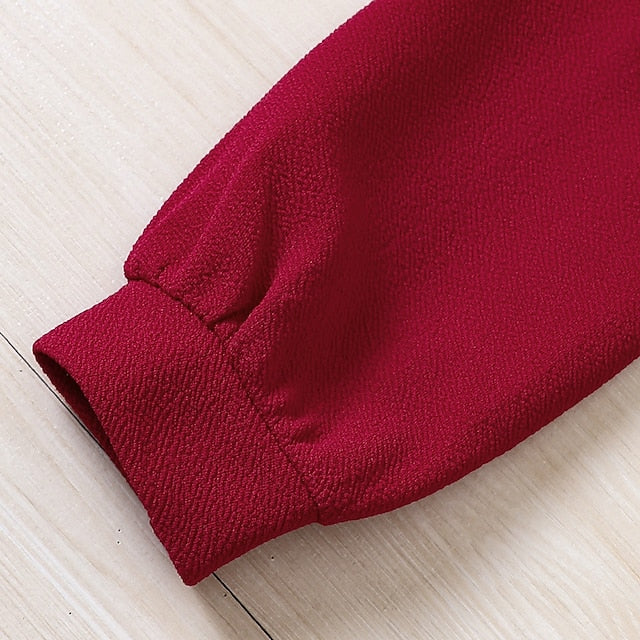 Color Block Pieces Long Girls' Suits Set Dress Kids 2