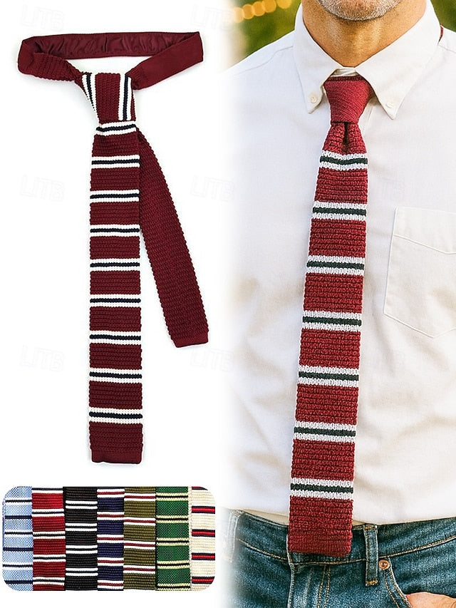 Neck Tie Stylish Woven Stripe - Christmas Men's Knit