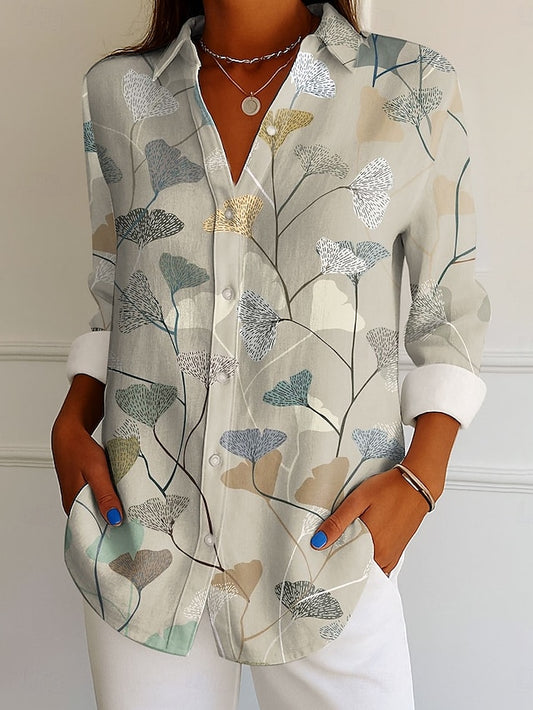 Women's Shirt Linen Like Breathable Lightweight Button Down