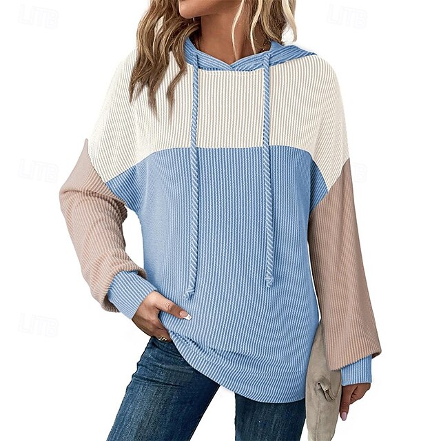 Women's Pullover Sweatshirt Casual Hoodies Drawstring Long