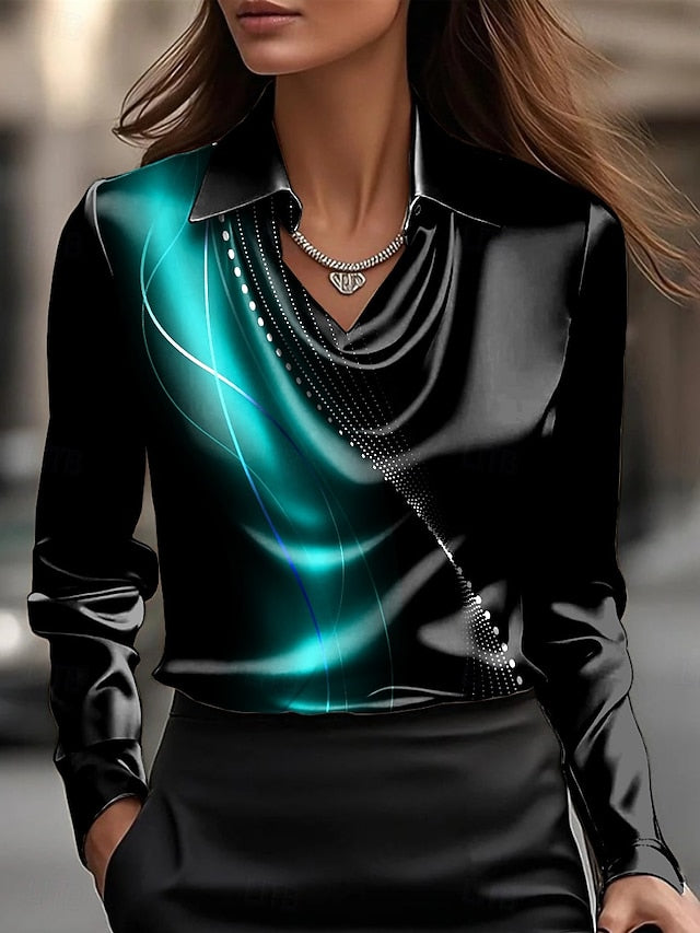 Women's Shirt Ruched Draped Ombre Graphic Geometric Elegant