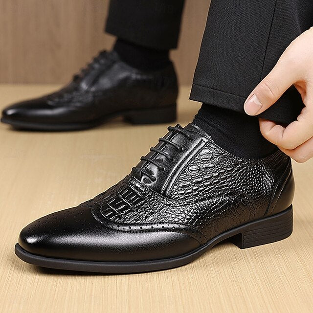 Pattern – Men's Shoes Faux Brown Oxford Leather Crocodile