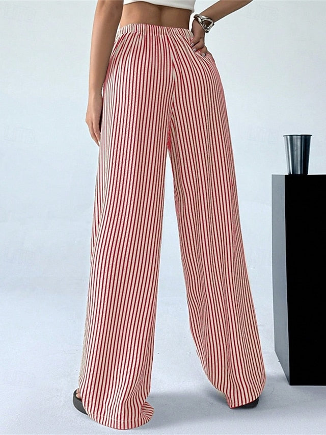 Women's Wide Leg Chinos Pants Trousers Vacation Vintage