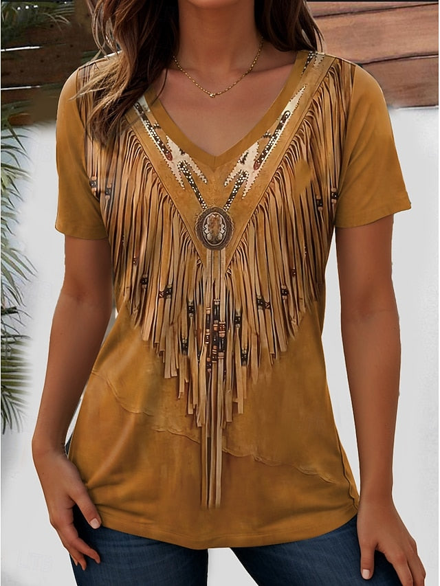 Women's T Shirt Print Graphic Paisley Bohemia Stylish