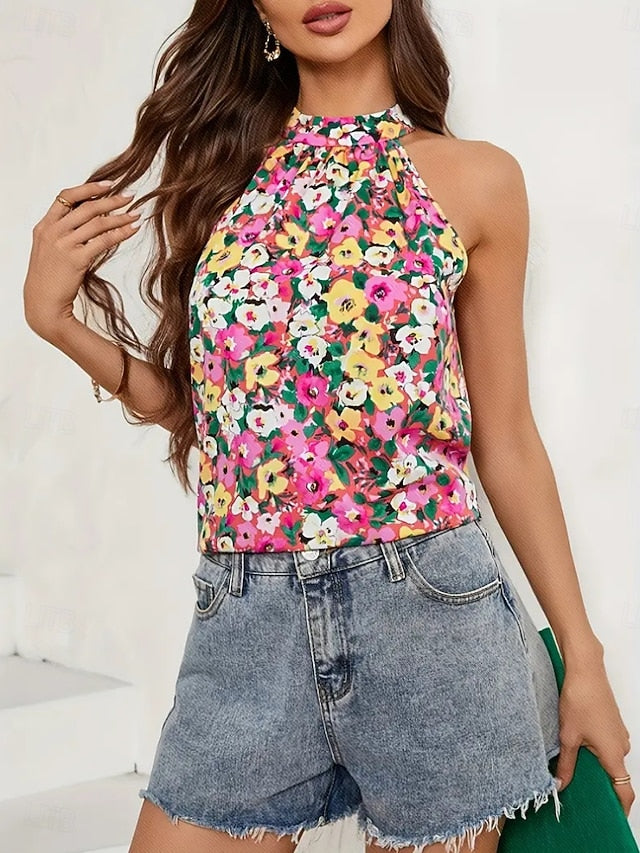 Women's Camisole Tank Top Floral Stylish Casual Sleeveless