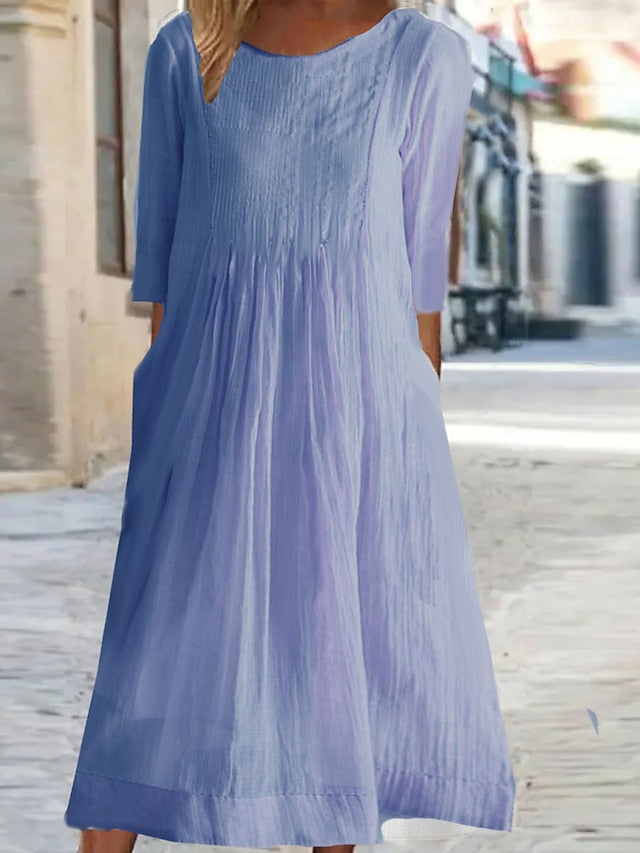 Women's White Pink Purple Summer Spring Midi Dress White