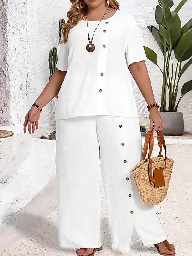 Women's Pants Sets Bolero Top Short Sleeve Round Neck Plain