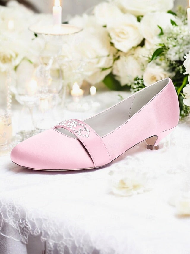 Kitten Women's Satin with Blue Heels Rhinestone