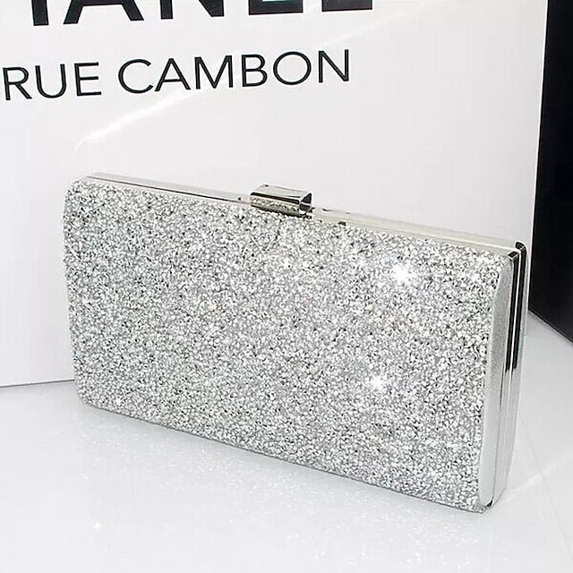 Women's Silver Glitter Clutch