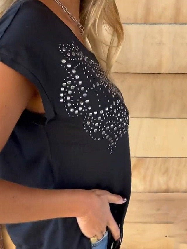 Women's Blouse Rivet Fringe Plain Daily Stylish Basic Short