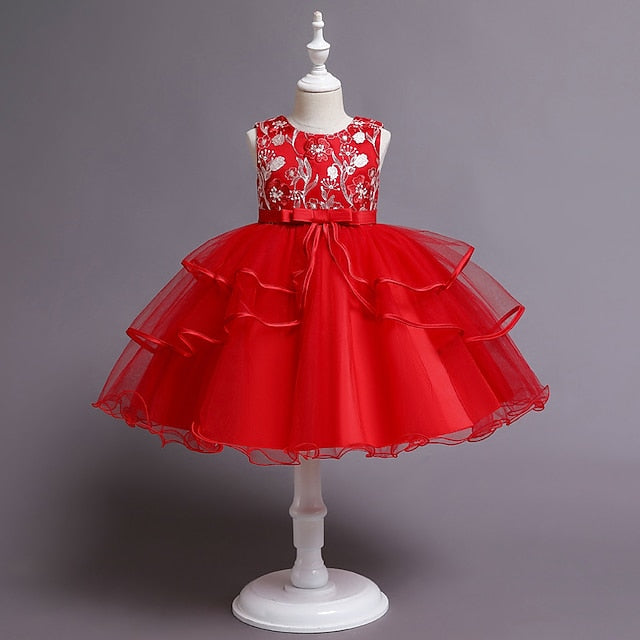 Girls' Dress Flower Sleeveless Girl Sequin Kids