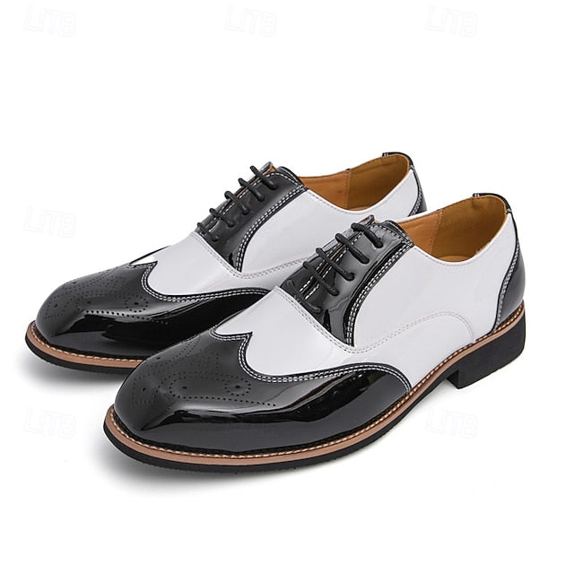 and with Shoes Oxford Men's Gold Leather Black Patent