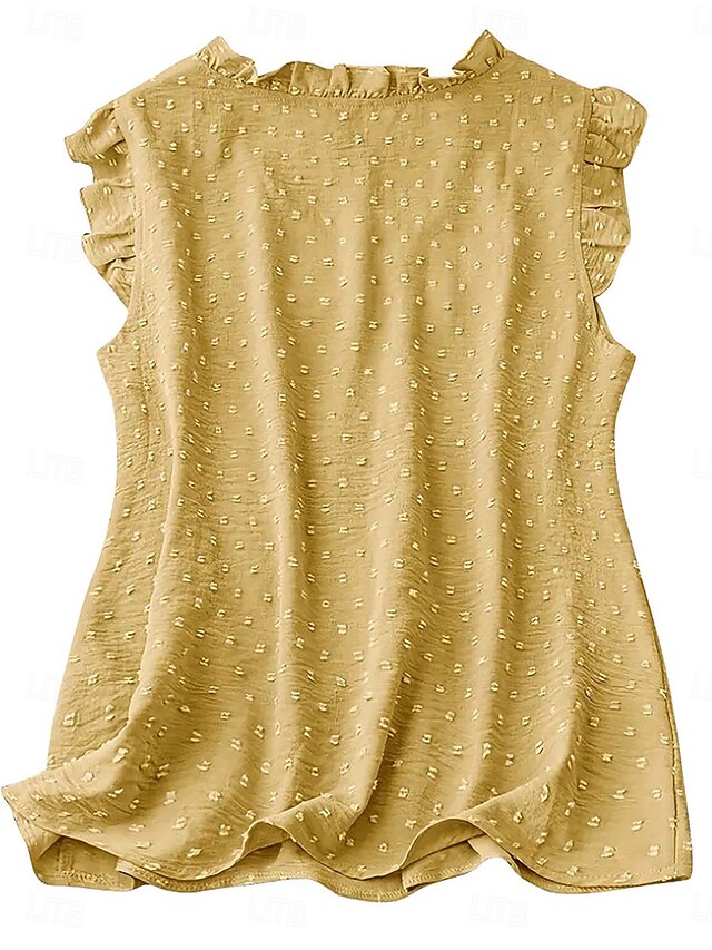 Women's Blouse Camisole Tank Top Ruffle Patchwork Solid