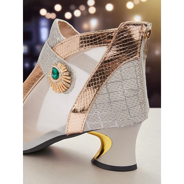 Gold Mesh Emerald Silver Boots Ankle with Women's and