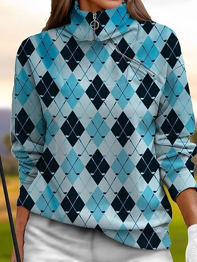 Women's Golf Pullover Sweatshirt Light Blue Long Sleeve Top