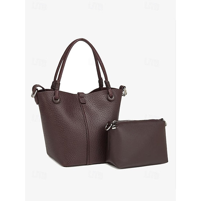 Damen Beutel Stilvolle Tasche Bucket Passend zu – Leder