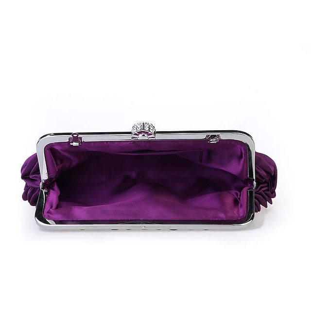 Pleated Satin – Women's Evening White Clutch Elegant