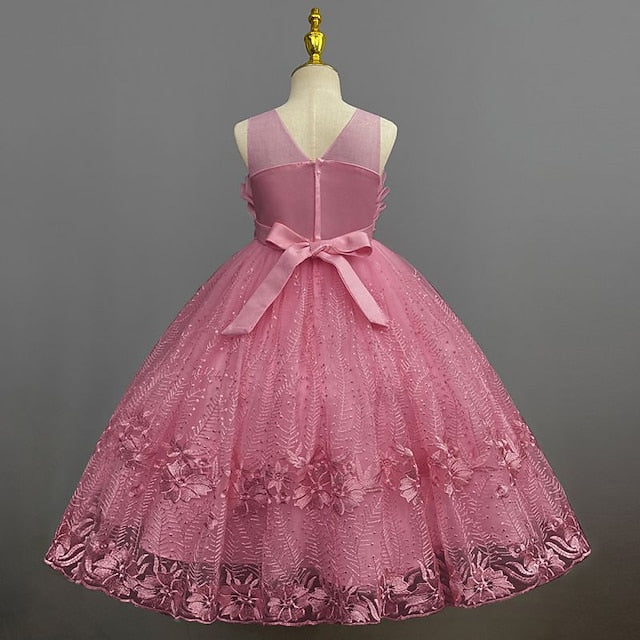 Girl Dress Girls' Flower Colored Solid Kids
