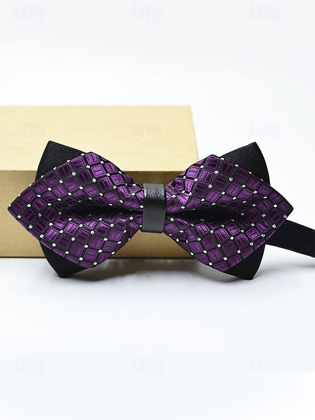 Pattern Tie with Christmas Geometric Bow Men's