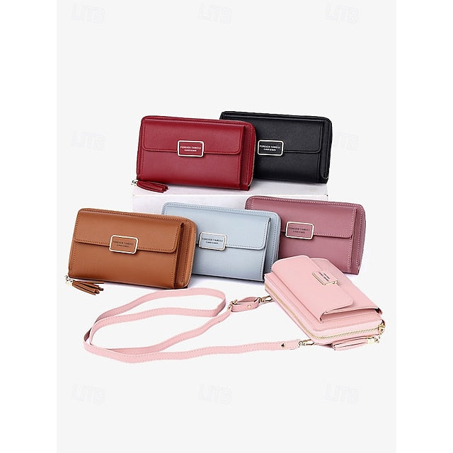Phone Leather PU Crossbody Wristlet Mobile Bag Women's