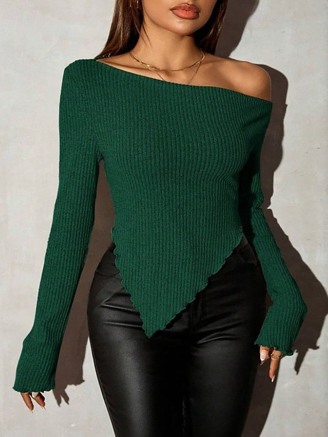 Women's Sweater Pullover Streetwear Sexy Casual Solid Color