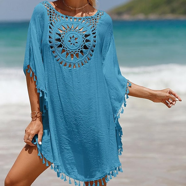 Women's Swimwear Cover Up Swim Dress Swimsuit Crochet