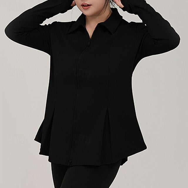 Women's Yoga Jacket Workout Outfits Lapel Lightweight Full