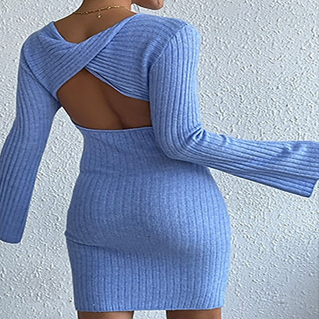 Women's Mini Dress Sweater Dress Bodycon Sheath Dress