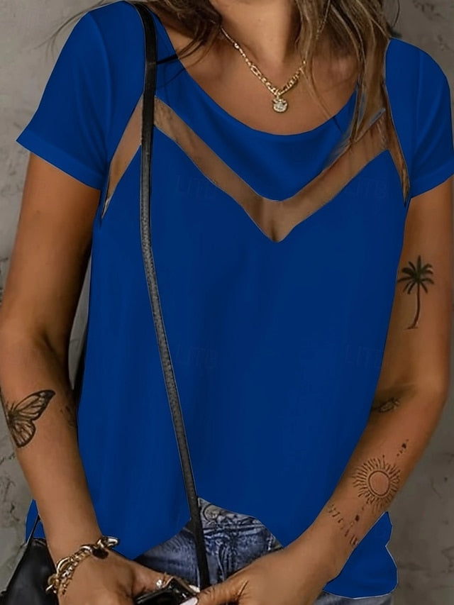 Women's T Shirt Tee Top Lace Plain Fashion Stylish Classic