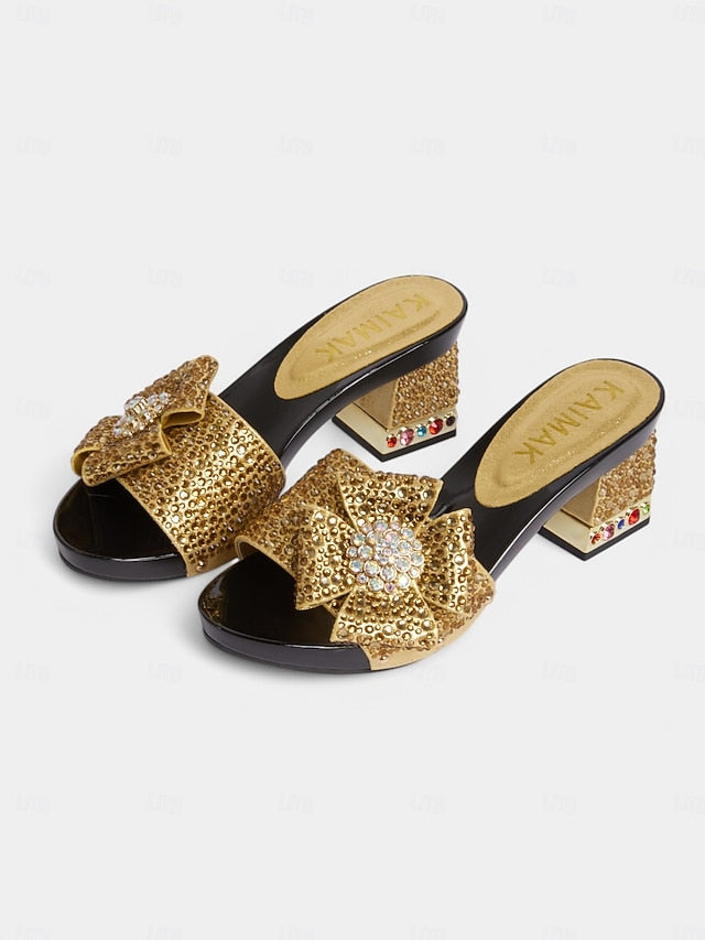 Heel High Sparkling Rhinestone Bow with Matching Sandals Clutch