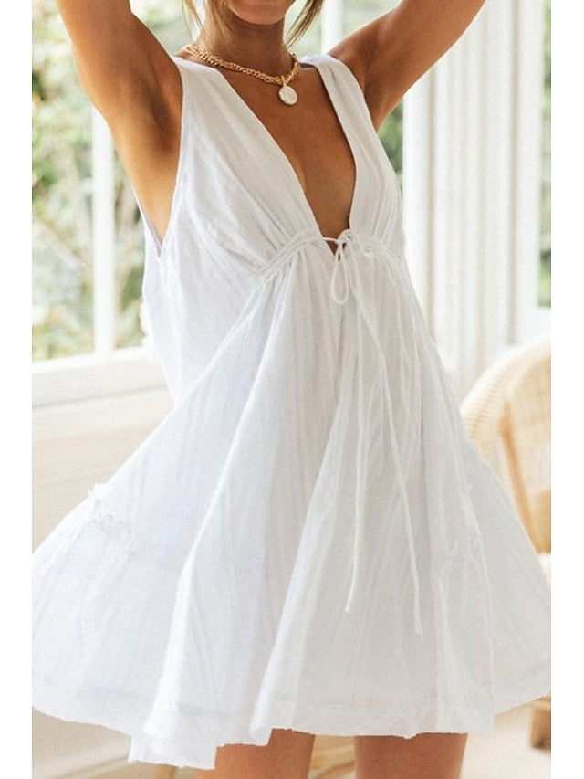 Women's Mini Dress White Dress Graduation Dress Fashion