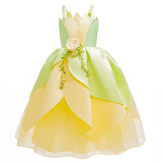 Theme Princess Flower Tinker Tiana Girl Dress Bell Fairytale