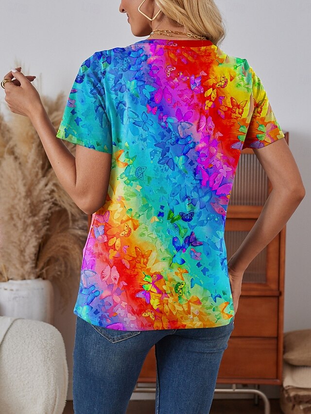 Women's T Shirt Print Gradient Casual Short Sleeve Round