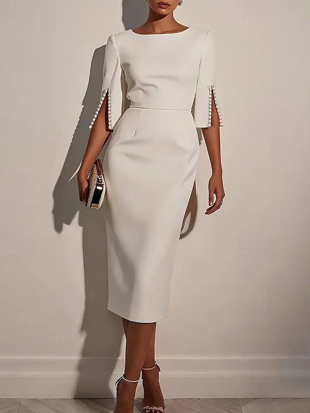 Women's Midi Dress Black Dress Sheath Dress Elegant Fashion