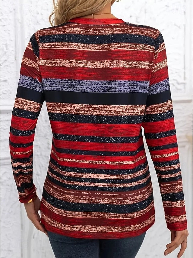 Easter Women's T shirt Crew Neck Long Sleeve Tunic Graphic