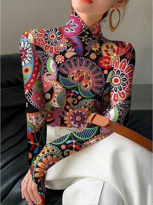 Women's Tunic Floral Elegant Bohemia Vintage Long Sleeve