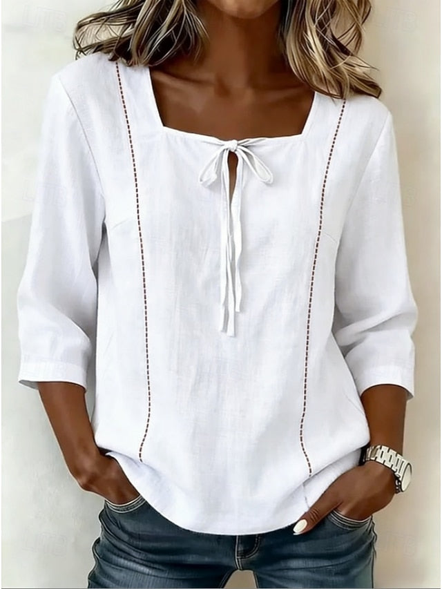 Women's Shirt Blouse Plain Striped Stylish Classic Modern
