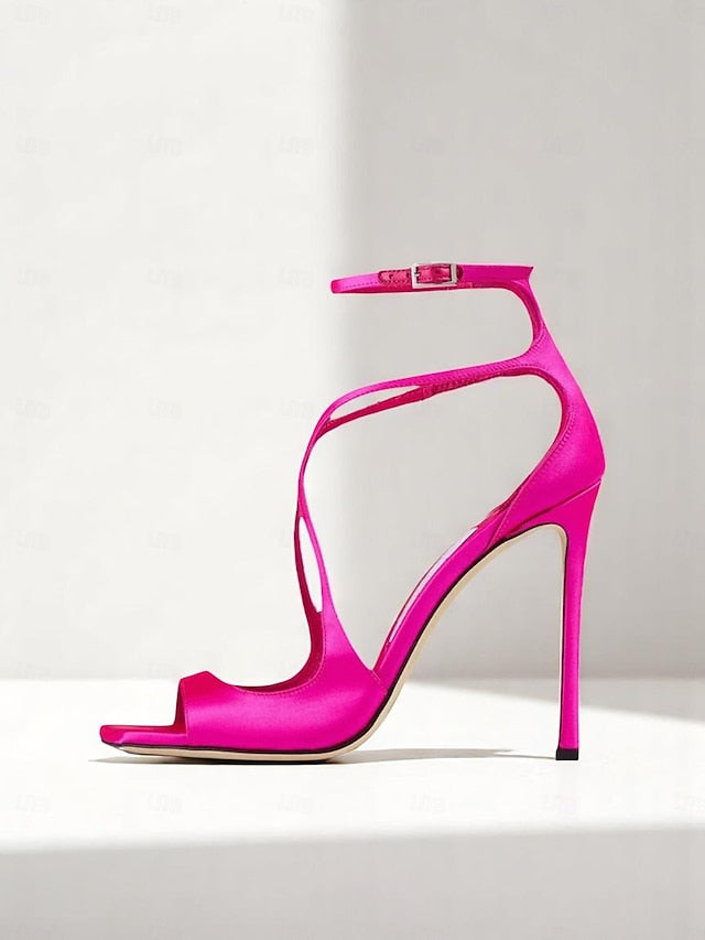 Lavender - Elegant Satin Heels Stiletto Women's Crisscross