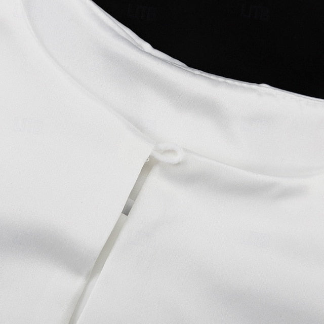 Women's Elegant Dressy Satin Top Blouse Ruched Plain
